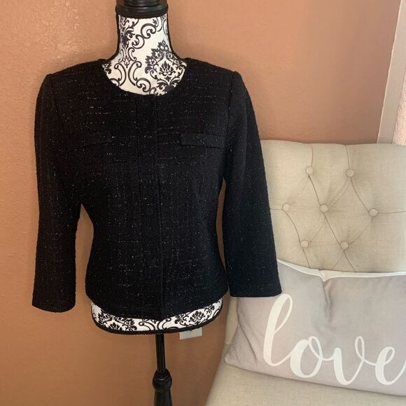 Laundry Shelli Segal Sparkly black dress jacket size 8 - Picture 2 of 10